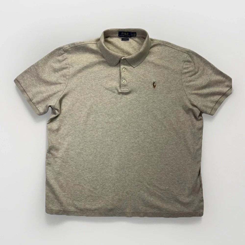 Polo Ralph Lauren Classic Fit Polo‎ Shirt Mens XL Tan Khaki Cotton